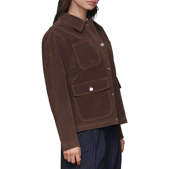 Avec Les Filles Womens  Short Wool-Blend Barn Jacket, Brown - Picture 3 of 6